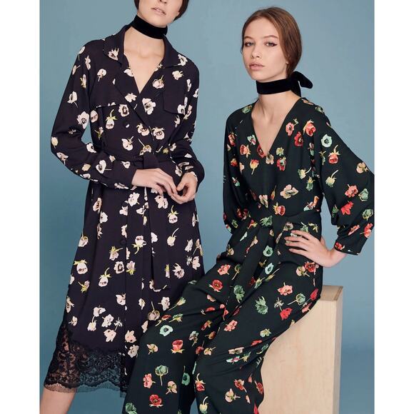 Lela Rose Midnight Floral Lace Hem Double Breasted Wrap Dress Size 2 NWT - Picture 1 of 16